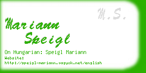 mariann speigl business card